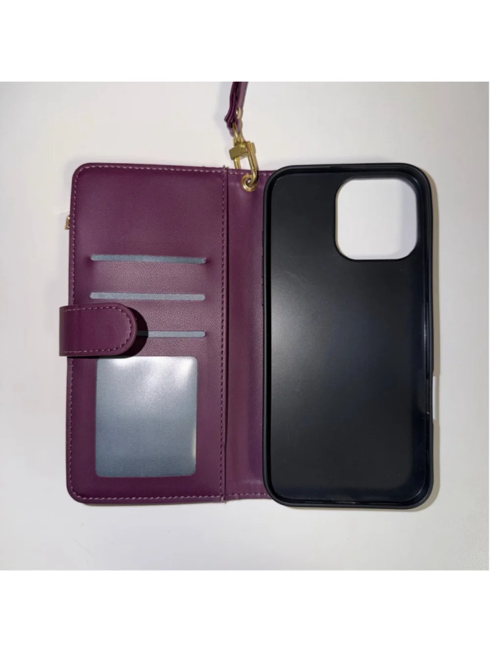 iPhone 16 pro max Quilted Wallet folio wallet phone Case Purple Gold
